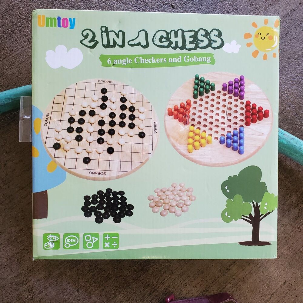 DINHON Two-in-one Wooden Chinese Checkers and Backgammon (Five Consecutive)...